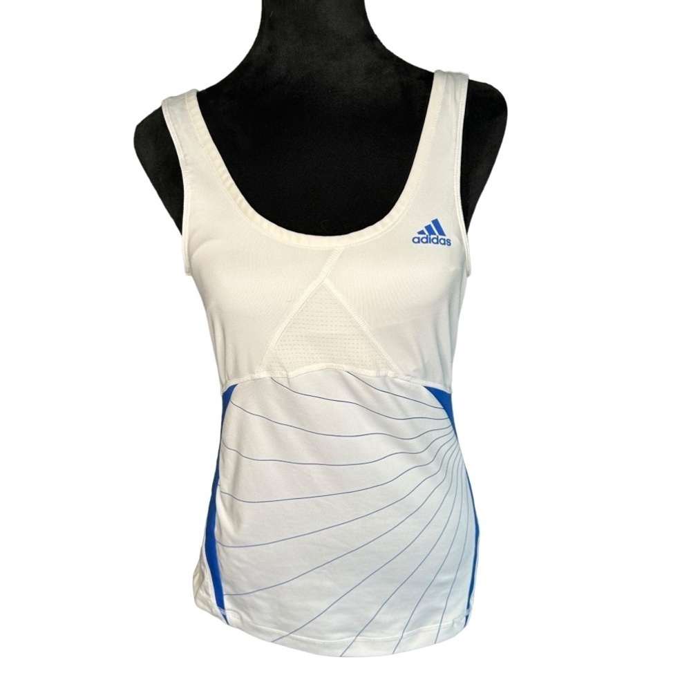 Adidas ClimaCool Tennis Tank with Built-In Bra - Size M White/Blue**
